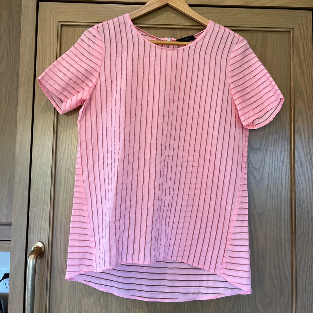 J. Crew Pink Striped Short-Sleeve Top